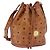 Borsa a tracolla MCM Vicetos Logogram PVC Leather Brown Gold Auth 200898 Marrone D'oro