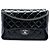 Borsa a tracolla Chanel CC in pelle d'agnello matelassé e vernice nera con catena Bijoux Nero