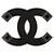Spilla Chanel CC in smalto e ottone nera Nero