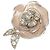 Spilla Chanel CC in ottone smaltato argento con strass e camelia