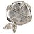 Spilla Chanel CC in ottone smaltato argento con strass e camelia - vista 3