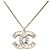 Collana con pendente Chanel CC in ottone e strass dorato D'oro - vista 2