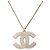 Collana con pendente Chanel CC in ottone e strass dorato D'oro - vista 3