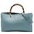 Bamboo Borsa Shopper Satchel Gucci Medium in vitello blu con bambù