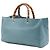 Bamboo Borsa Shopper Satchel Gucci Medium in vitello blu con bambù - vista 2