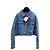 Miu Miu Jeansjacke Blau mit All-over Logo Print Mehrfarben