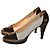 Yves Saint Laurent Leder Pumps Schwarz Weiß Golden