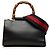 Borsa a Mano Satchel Gucci Mini Nappa Bamboo Web Nymphaea Nera Nero