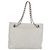 CHANEL Chain Shoulder Bag Caviar Skin White Silver CC