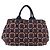 PRADA Canapa L Hand Bag Canvas Navy Gold - vista 13