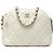 Chanel Mini CC Quilted Caviar Dome Clutch con catena, bianco