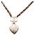 Collana Chanel Gold CC Placcata Oro e Pelle Intrecciata con Pendente a Cuore in Resina e Cristalli D'oro - vista 3
