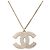 Collana con pendente Chanel Gold CC in ottone e strass D'oro - vista 3