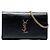 Saint Laurent Portafoglio a catena Kate in vernice testurizzata nera con monogramma Nero