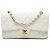 Chanel White Medium Classic Caviar Double Flap Bianco