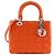 Dior Orange Medium Lambskin Cannage Lady Dior Arancione