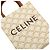 Céline Celine Bolso Satchel Vertical Mini Triomphe de lona revestida blanca Blanco Crudo - vista 5