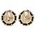 Orecchini a clip rotondi Chanel Gold CC placcati oro in pelle intrecciata, strass e perle finte D'oro - vista 2