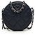 Clutch redonda Chanel Blue CC acolchoada em couro caviar com corrente Azul Azul marinho