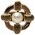 Anello Chanel in perle sintetiche, smalto floreale e logo placcato oro D'oro