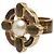 Anello Chanel in perle sintetiche, smalto floreale e logo placcato oro D'oro - vista 2