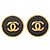 Pendientes de clip redondos Chanel Gold CC chapados en oro y resina Dorado