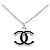 Collana Chanel Logo CC in smalto e ottone argentato - vista 2