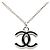 Collana Chanel Logo CC in smalto e ottone argentato - vista 3