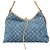 Borsa a tracolla Louis Vuitton Monogram Denim Carryall NM MM Blu - vista 10