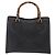 GUCCI Bolsa de Mão Bamboo Couro Preto Tom Dourado - vista 3