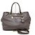 Prada Borsa Tote e a tracolla in pelle di vitello morbida grigia con logo dorato Marrone