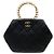Chanel Pouch in pelle nera con manico in perle Nero
