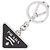 Prada Portachiavi Saffiano con logo triangolo Argento Nero