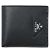 Prada Triangle Silver Logo Compact Wallet Black