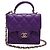 Chanel Mini Bolsa Chip em pele de cordeiro roxa com alça de mão e corrente dourada Roxo