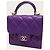 Chanel Mini Bolsa Chip em pele de cordeiro roxa com alça de mão e corrente dourada Roxo - vista 2