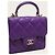 Chanel Mini Bolsa Chip em pele de cordeiro roxa com alça de mão e corrente dourada Roxo - vista 3