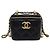 Vanity Chanel Beauty case piccolo in pelle nera e oro con catena Nero