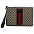 Gucci Borsa a Mano Supreme Canvas Web Strap Clutch Bag Marrone