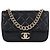 Chanel Borsa a patta con catena e manico superiore borchiato Small Black Series Nero