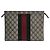 Gucci Clutch GG Supreme Canvas Web Beige Marrone