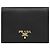 Prada Portamonete Saffiano con logo dorato Nero