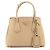 Prada Triangle Logo Saffiano Doublé Tote Shoulder Bag Beige Braun