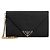 Prada Borsa a tracolla Saffiano con logo triangolare e catena Nero