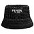 Prada Rafia-Bucket-Hat mit besticktem Logo Schwarz