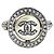 Chanel Unbenutzter Kristallring mit rundem Logo Silber