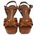 Sandali platform in pelle verniciata marrone Saint Laurent