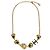 Collana Chanel in metallo dorato e resina nera con cuori e logo CC D'oro