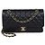 Borsa Chanel Medium Classic Double Flap in pelle caviar matelassé nera Nero