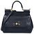 Sac à main Dolce & Gabbana Miss Sicily Medium en cuir embossé effet lézard noir avec cristaux DG Bleu